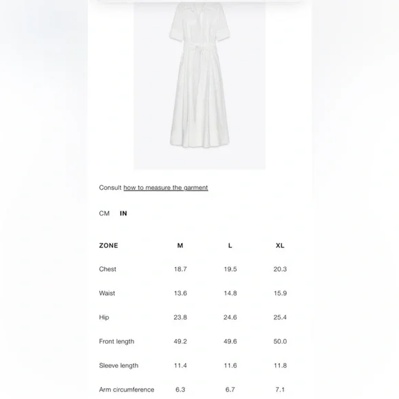 Zara white poplin midi dress with belt. Medium, NWT - Picture 5 of 13